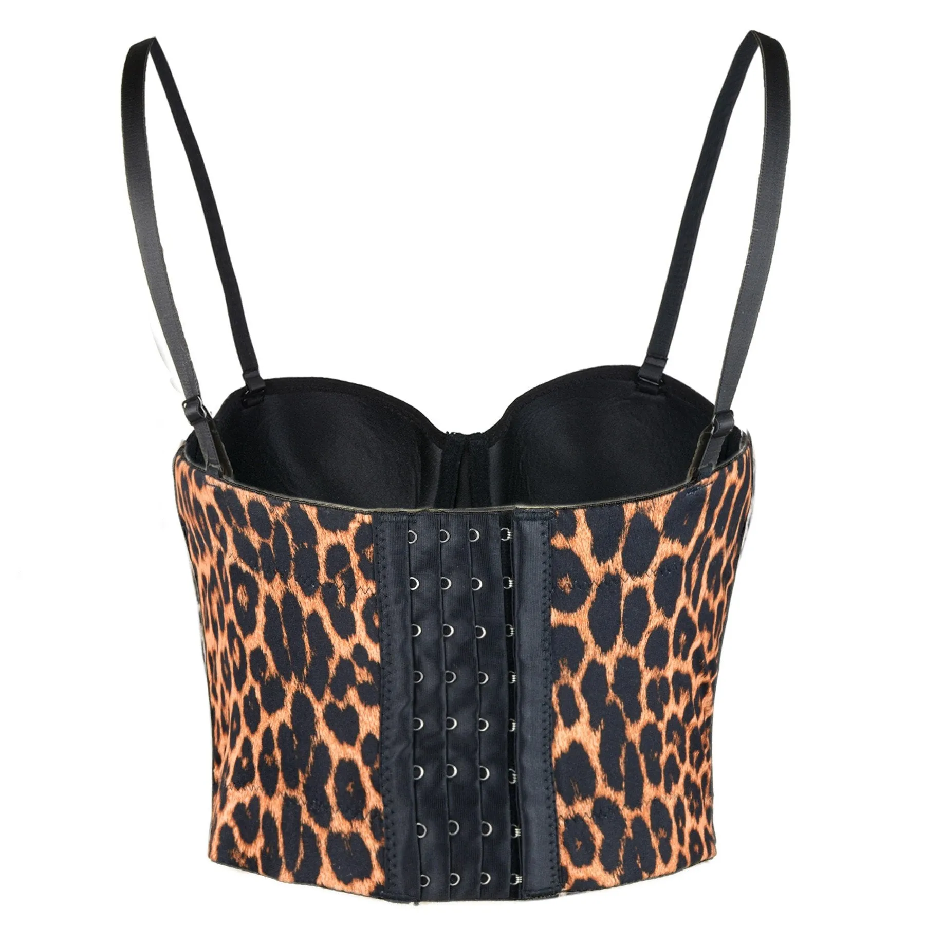 Women's Leopard Print Bustier Crop Tops Sexy Sleeveless Brown Women Corset Top