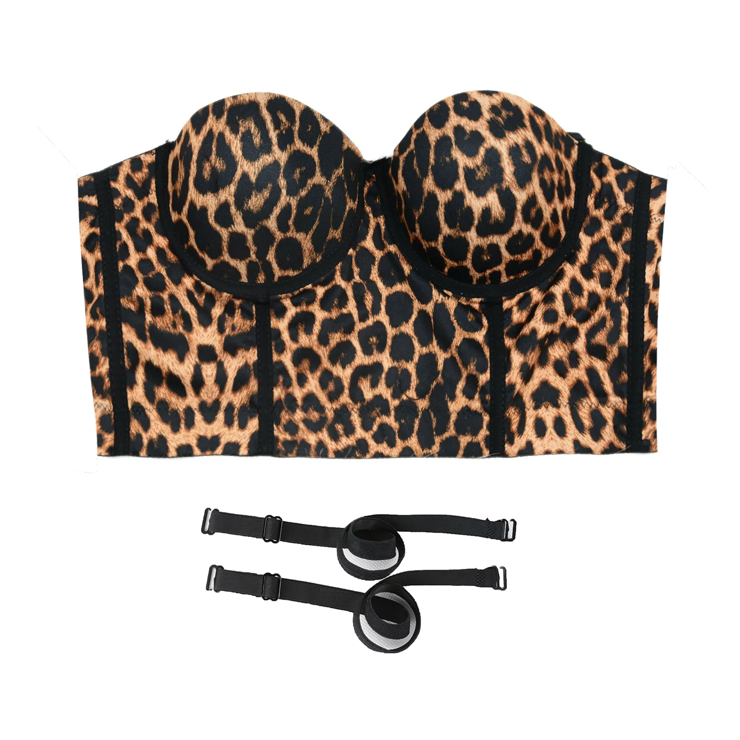 Women's Leopard Print Bustier Crop Tops Sexy Sleeveless Brown Women Corset Top