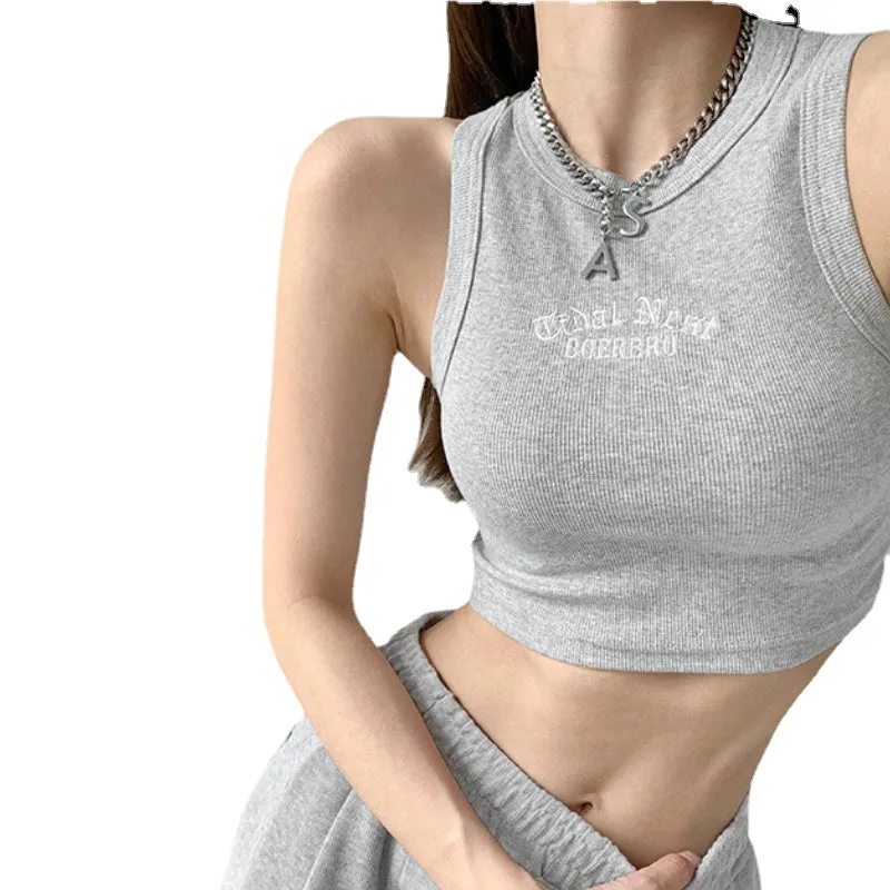 Women's Vintage Letter Embroidery Cami Top