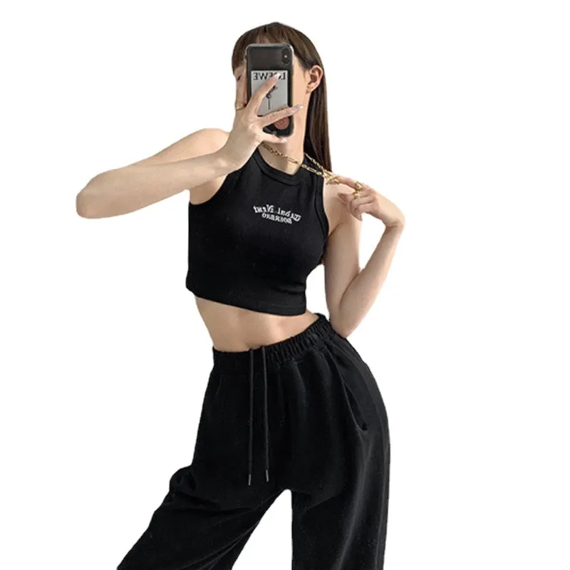 Women's Vintage Letter Embroidery Cami Top