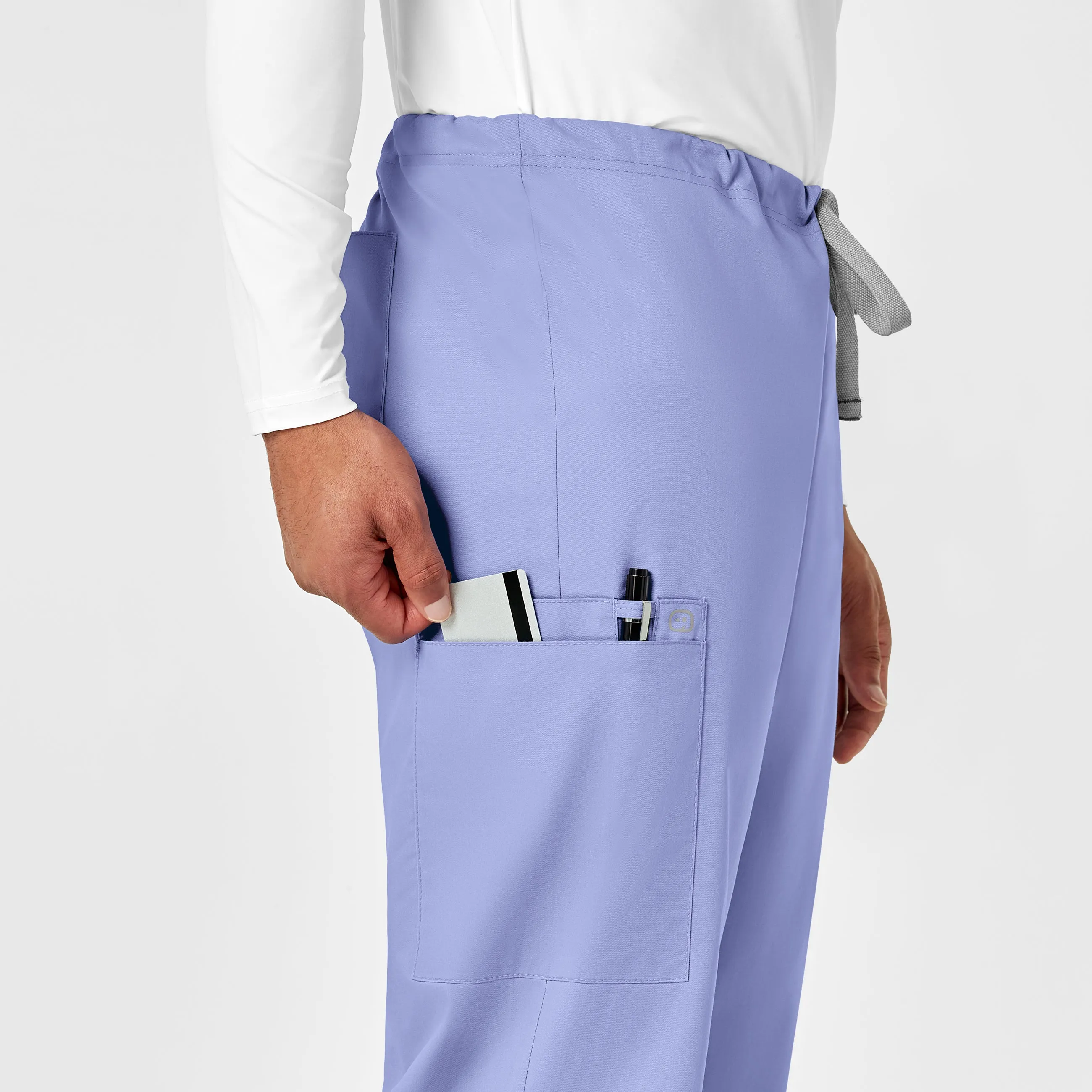WonderWORK 500 Unisex Drawstring Cargo Scrub Pants Ceil Blue