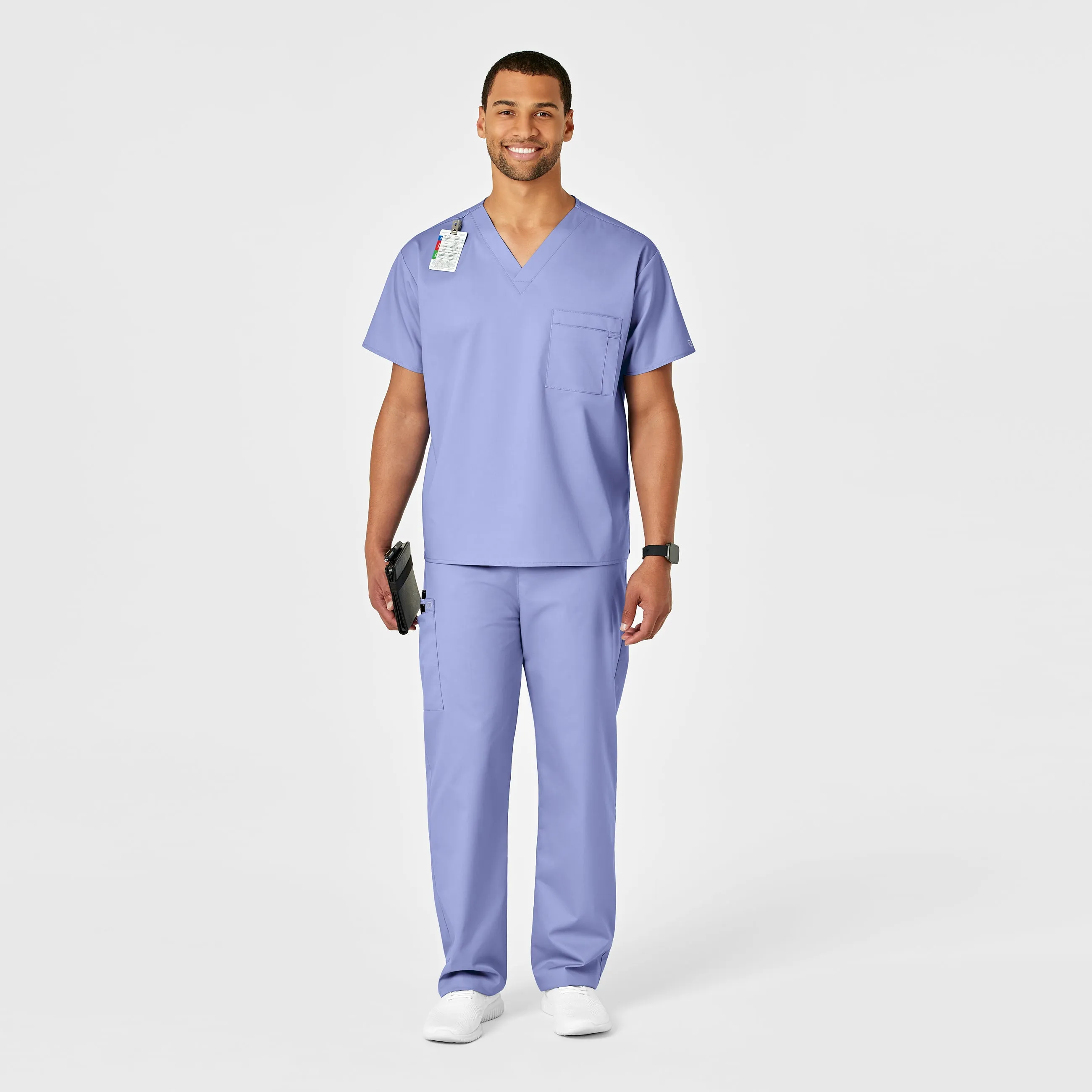 WonderWORK 500 Unisex Drawstring Cargo Scrub Pants Ceil Blue