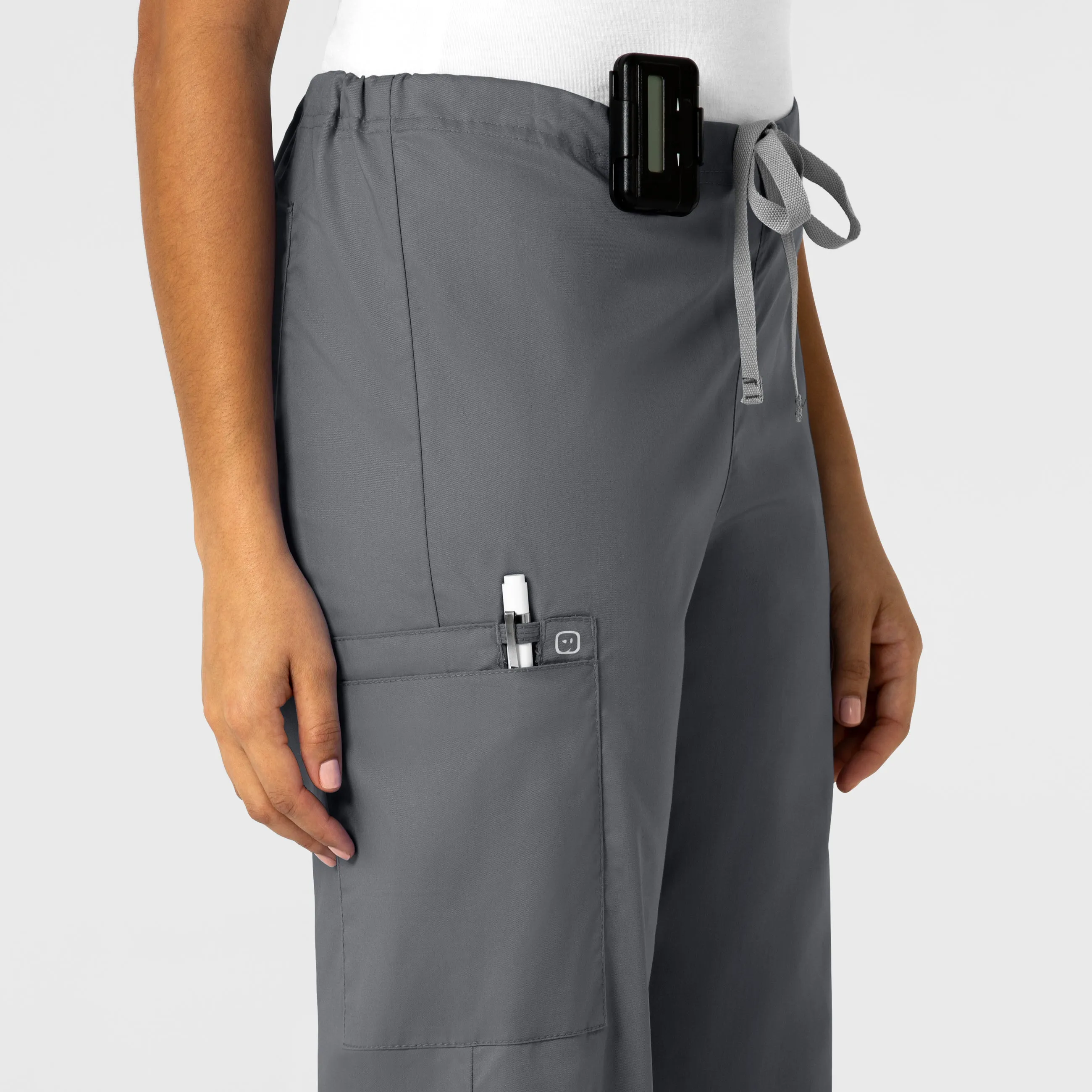 WonderWORK 500 Unisex Drawstring Cargo Scrub Pants Pewter