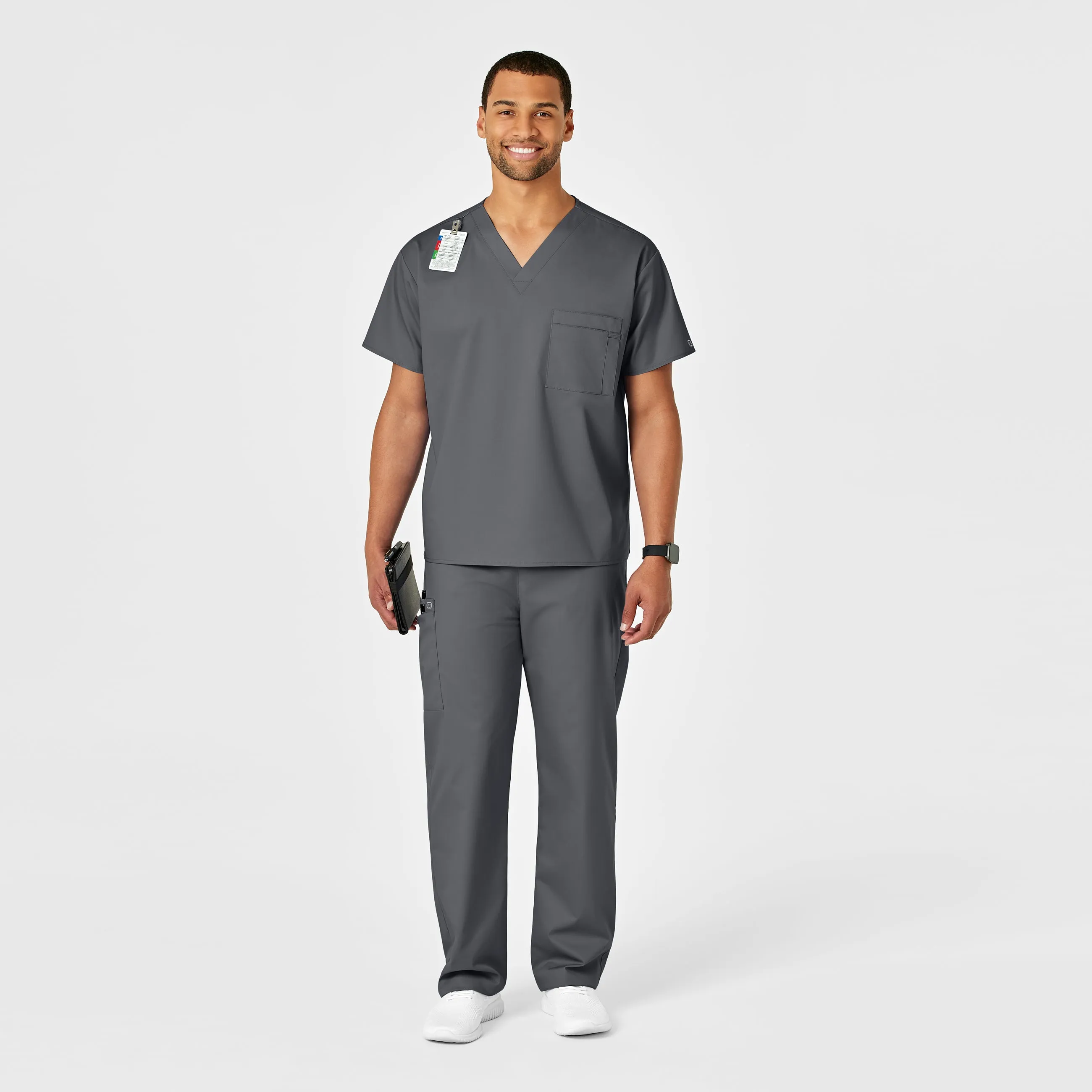 WonderWORK 500 Unisex Drawstring Cargo Scrub Pants Pewter