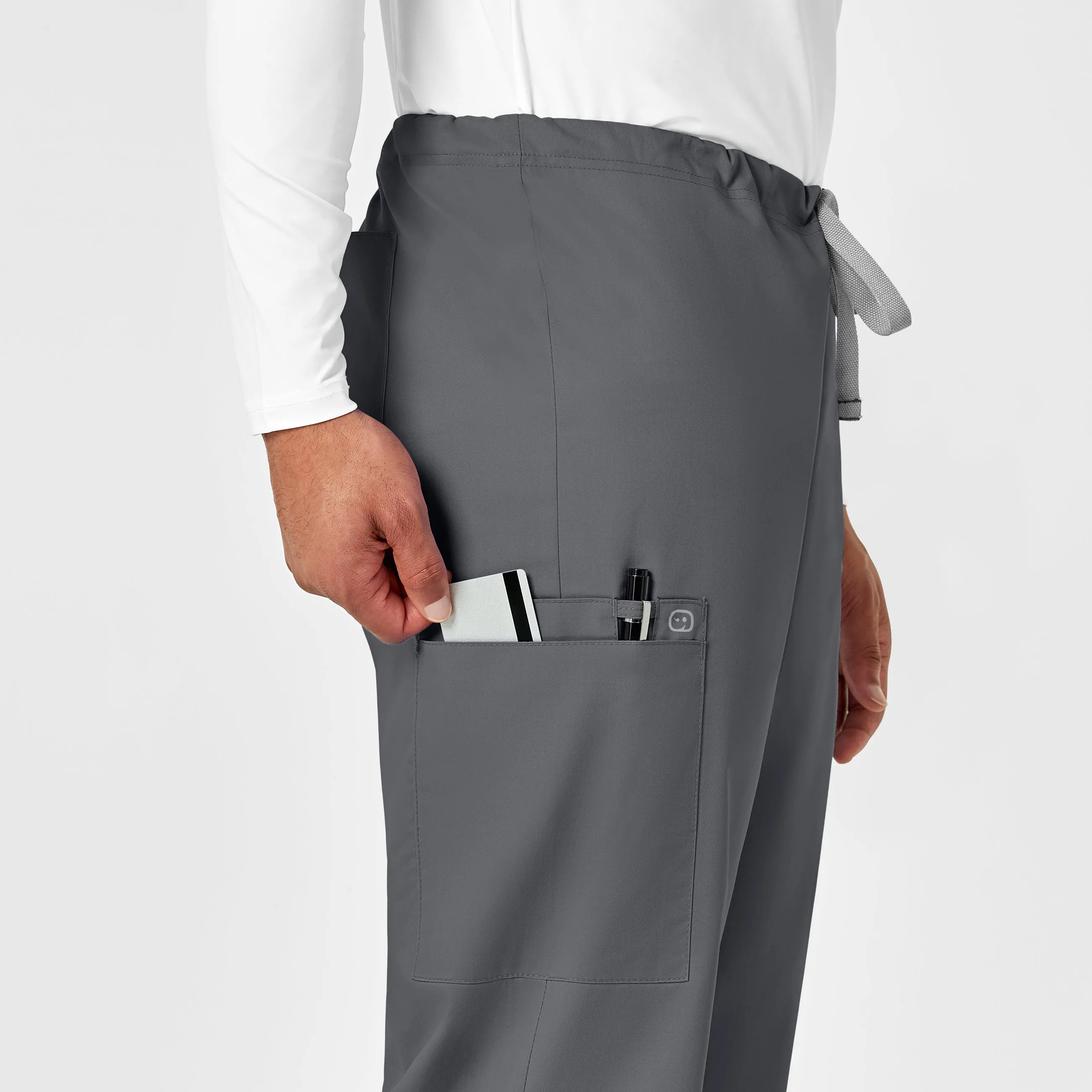 WonderWORK 500 Unisex Drawstring Cargo Scrub Pants Pewter