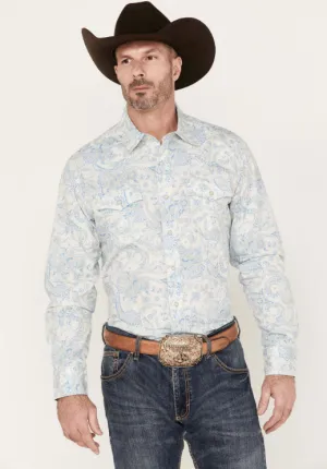Wrangler Men's Retro Premium Light Blue / White Floral Snap Shirt