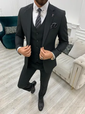 York Black Slim Fit Notch Lapel Suit - Perfect for Any Occasion