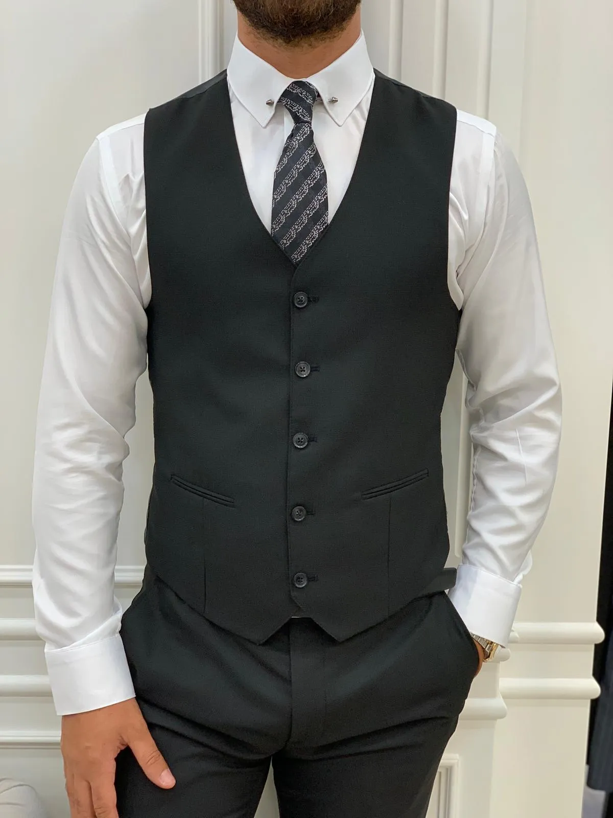 York Black Slim Fit Notch Lapel Suit - Perfect for Any Occasion