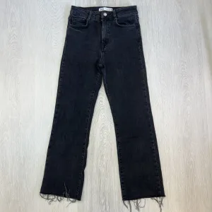 Zara Womens Black Denim High Rise Cropped Jeans Size 2